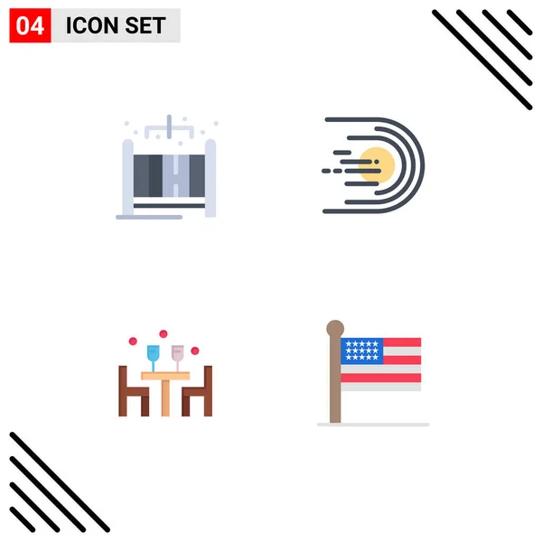 Group Modern Flat Icons Set Home Lunch Asteroid Light Love — Stock Vector
