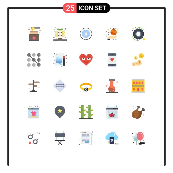 Conjunto Icones Modernos Símbolos Sinais Para Configurações Engrenagem Água Mão — Vetor de Stock