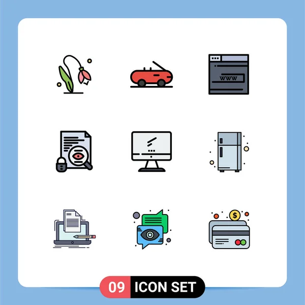 Stock Vector Icon Pack Line Segni Simboli Dispositivo Computer Contatto — Vettoriale Stock