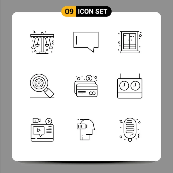 Set Modern Icons Sysymbols Signs Atm Gear Cupboard Search Home — Vector de stock