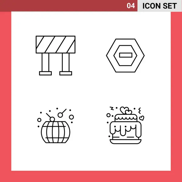Symboles Icône Universelle Groupe Filledline Moderne Couleurs Plates Bloc Tambour — Image vectorielle