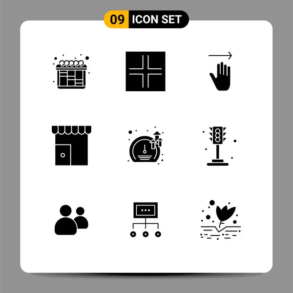 Set Modern Icons Symbols Signs Speed Meter Gestures Store Marketplace — Stock Vector
