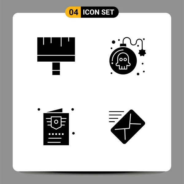 Vector Solid Glyphs Editable Symbols Art Passport Tools Game Travel — 스톡 벡터