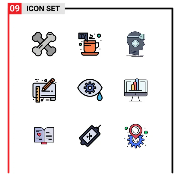 Universal Icon Symbols Group Modern Filledline Flat Colors Ruler Draft — Vetor de Stock