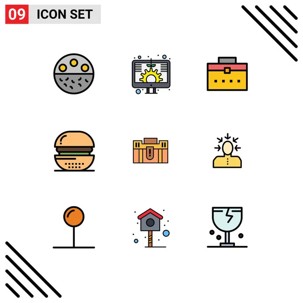 Icônes Créatives Signes Symboles Modernes Repas Boissons Écran Cuisine Interface — Image vectorielle
