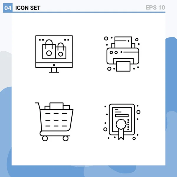 Creative Icons Modern Signs Sysymbols Box Checkout Gift Printer Diploma — Vector de stock
