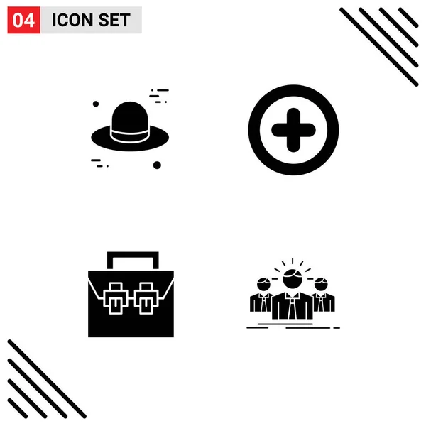 Set Modern Icons Sysymbols Signs Hat Material Basic Bag Business — Vector de stock