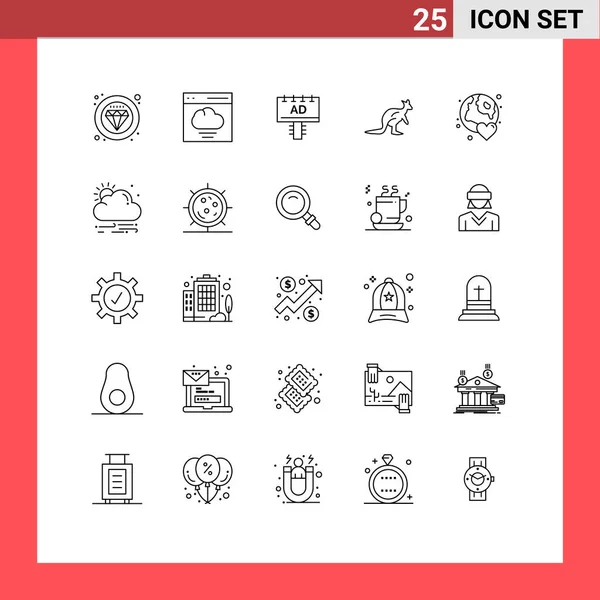 25行符号和符号组 用于遍历 澳大利亚文 可编辑向量设计元素 — 图库矢量图片