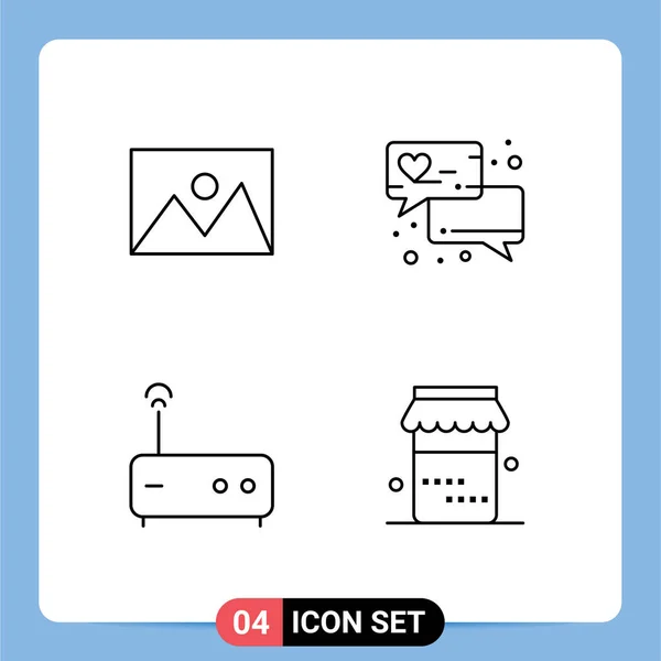 Creative Icons Modern Jelek Szimbólumok Készülékek Modem Ház Szerelem Üzenet — Stock Vector