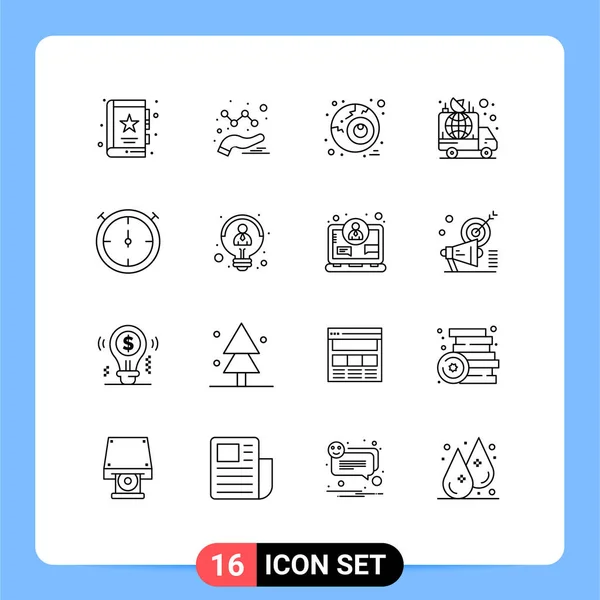 User Interface Pack Mit Grundlegenden Umrissen Von Timer News Auge — Stockvektor