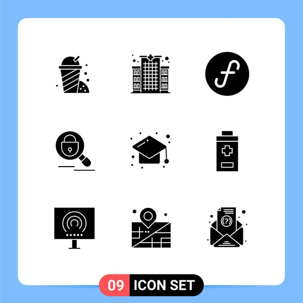 사용자 인터페이스 Solid Glyph Pack Modern Signs Symbols Headdress Cap — 스톡 벡터