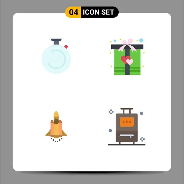Set Commercial Flat Icons Pack Camposs Launch Timer Gift Marketing — Vector de stock