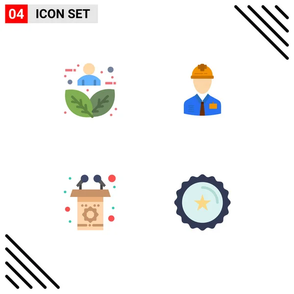 Modern Set Flat Icons Symbols Plant Leaf Labour Nature Industry — Stock Vector