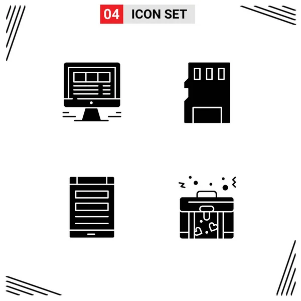 Set Modern Icons Symbols Signs Browser Connection Internet Memory Online — 스톡 벡터