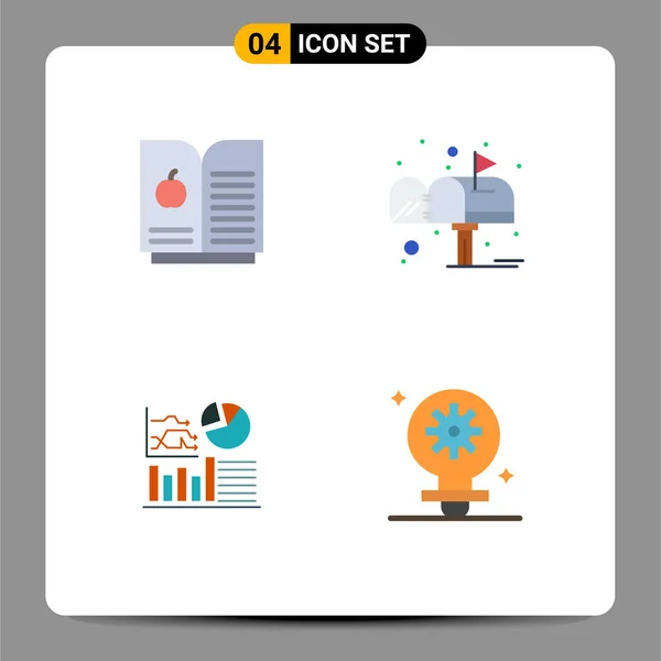 Universal Flat Icons Set Web Mobile Applications Könyv Alma Üzleti — Stock Vector