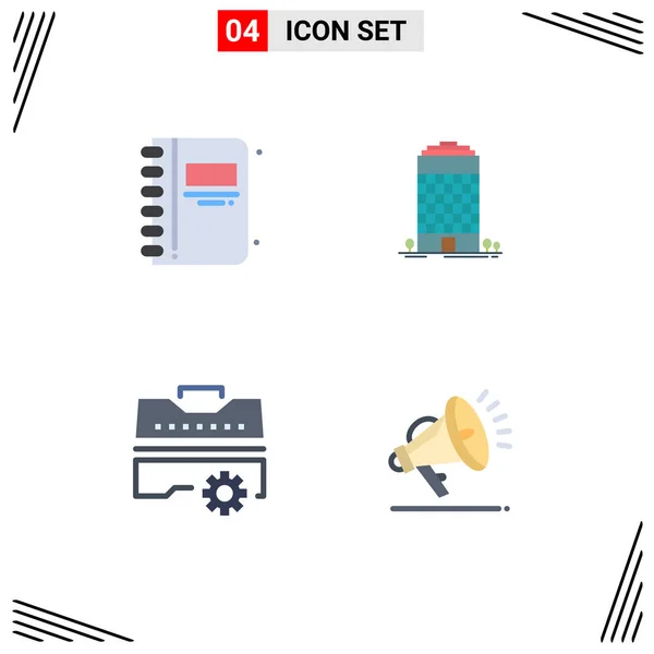 User Interface Pack Basic Flat Icons Back School Set Open — Archivo Imágenes Vectoriales