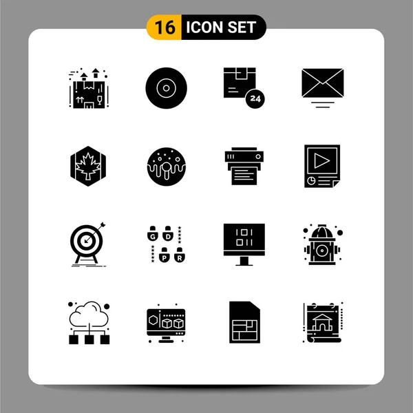 Conjunto Icones Modernos Símbolos Sinais Para Bandeira Correio Dvd Carta — Vetor de Stock