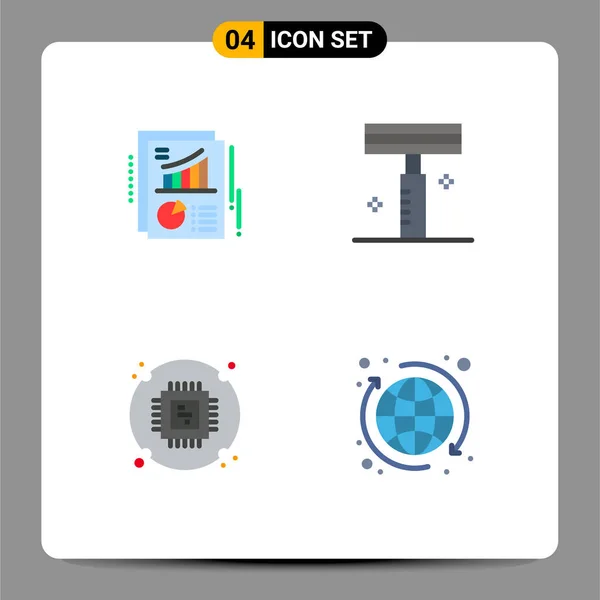 Modern Set Flat Icons Pictograph Chart Cpu Report Razor Hardware — Stock Vector