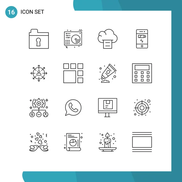 Ensemble Moderne Esquisses Pictogramme Carrière Direction Nuage État Charge Éléments — Image vectorielle