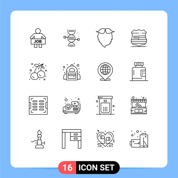 Set Modern Icons Sysymbols Signs Security Sign Bone Shield Beared — Vector de stock