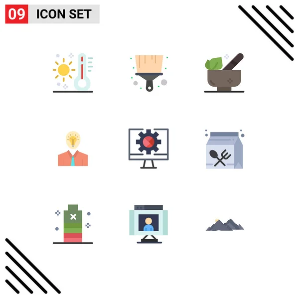 Set Modern Icons Symbols Signs Computer Light Herbal Success Man — Stock Vector