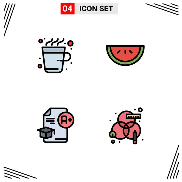 Creative Icons Modern Signs Symbols Coffee Education Hot Watermelon Editable — стоковый вектор