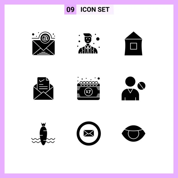 Stock Vector Icon Pack Line Signs Symbols Calendar Tick Home — Stock Vector