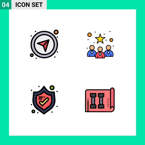 Vector Stock Icon Pack Líneas Señales Símbolos Para Compás Seguridad — Archivo Imágenes Vectoriales