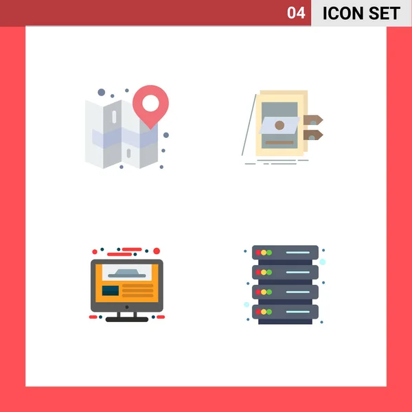 Mobile Interface Flat Icon Set Pictograms City Files Navigate Accounting — Vector de stock