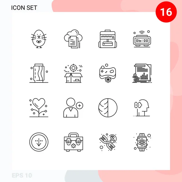 Pictogram Set Simple Outlines Can Iot Document Internet Alarm Editable — 스톡 벡터