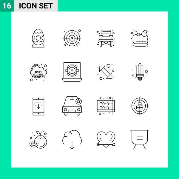 Universal Icon Symbols Group Modern Outlines Server Code Camped Cloud — 스톡 벡터