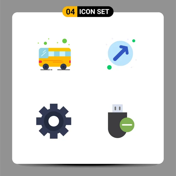Set Commercial Flat Icons Pack Bus Setting Arrow Right Computers — Vector de stock