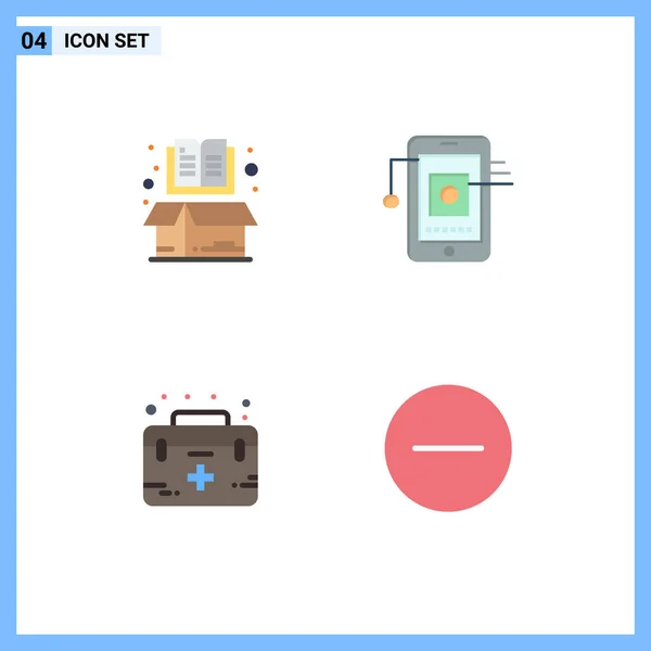 Set Vector Flat Icons Grid Book Aid Item Cell First — Vector de stock