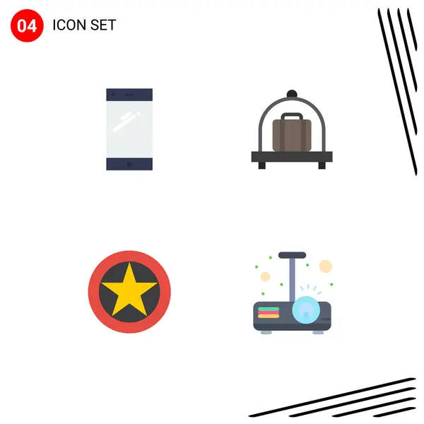 Vector Flat Icons Grid 안드로이드 수하물 Editable Vector Design Elements — 스톡 벡터