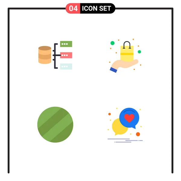 Group Modern Flat Icons Set Data Chat Storage Product Love — Διανυσματικό Αρχείο