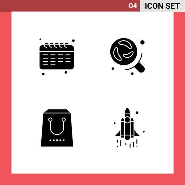 User Interface Solid Glyph Pack Modern Signs Symbols Calendar Commerce — Stockový vektor