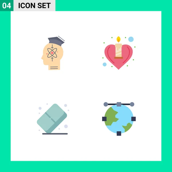 Set Commercial Flat Icons Pack Capacity Eraser Knowledge Heart Color — Archivo Imágenes Vectoriales