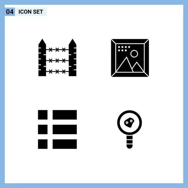 Stock Vector Icon Pack Mit Linienzeichen Und Symbolen Für Stacheldraht — Stockvektor