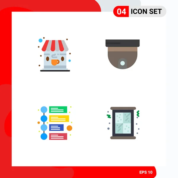 Creative Icons Modern Signs Symbols Cafe Timeline Cam Surveillance Snow — Stock Vector