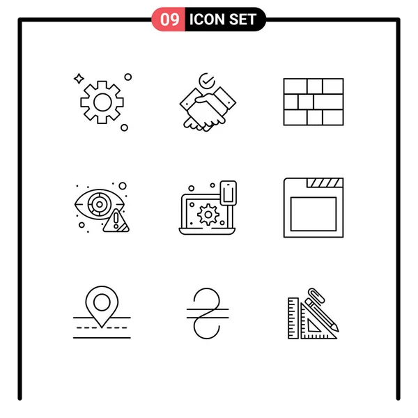 Stock Vector Icon Pack Mit Zeilenzeichen Und Symbolen Für Einstellung — Stockvektor