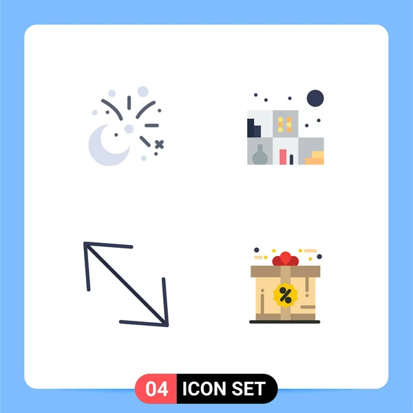 Flat Icon Pack Mit Universellen Symbolen Für Mond Ecke Dekoration — Stockvektor