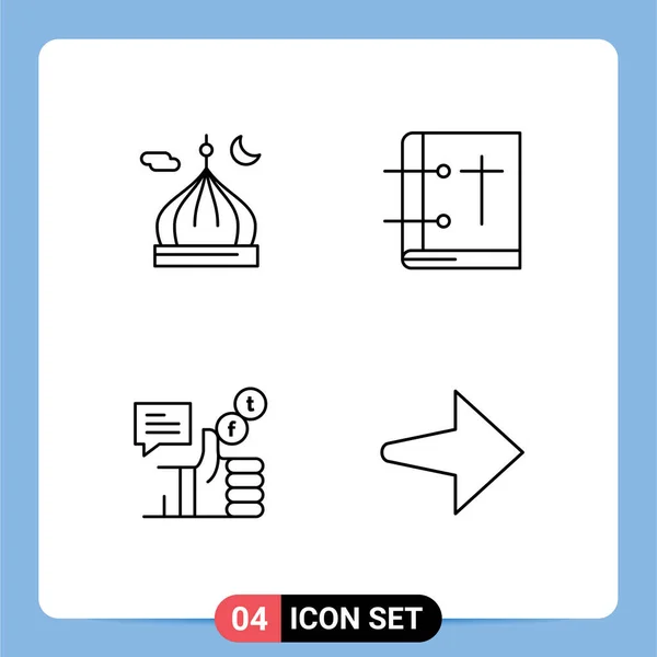 清真寺 基督教 社会编辑矢量设计元素的通用线符号 — 图库矢量图片