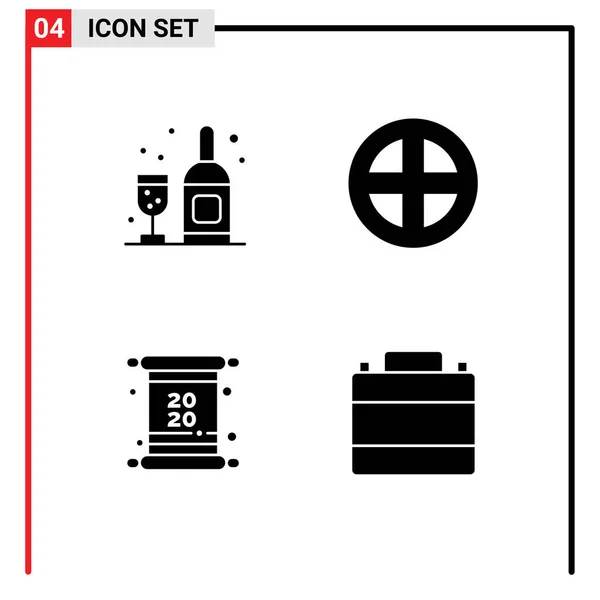 Ensemble Symboles Modernes Icônes Interface Utilisateur Signes Pour Boisson Invitation — Image vectorielle