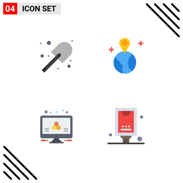 Vector Stock Icon Pack Líneas Signos Símbolos Para Excavar Monitorear — Vector de stock