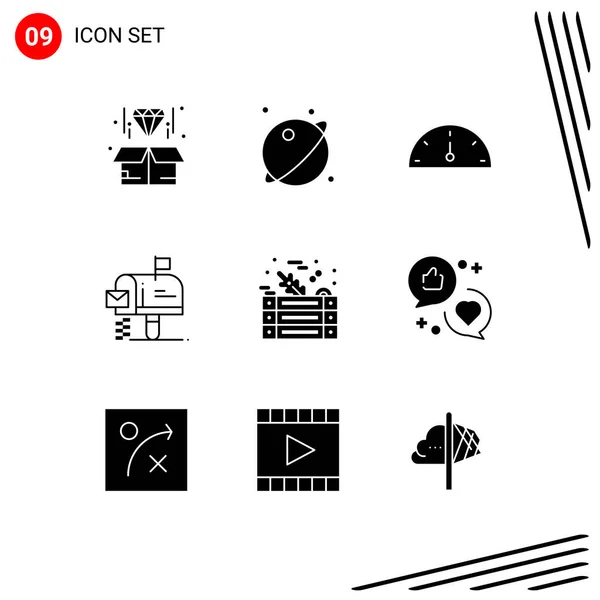 Universal Icon Symbols Group Modern Solid Glyphen Salat Nachricht System — Stockvektor