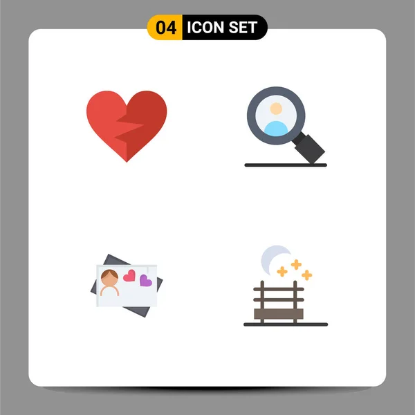 Pictogram Set Simple Flat Icons Heart Love Favorite Research Nature — Stock Vector