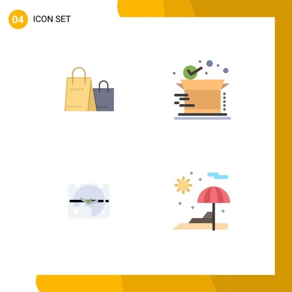 Mobile Interface Flat Icon Set Pictograms Bag Date Shop Product — Stock Vector