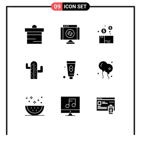 Set Modern Icons Símbolos Sinais Para Beleza Ameixa Pacote Eua — Vetor de Stock