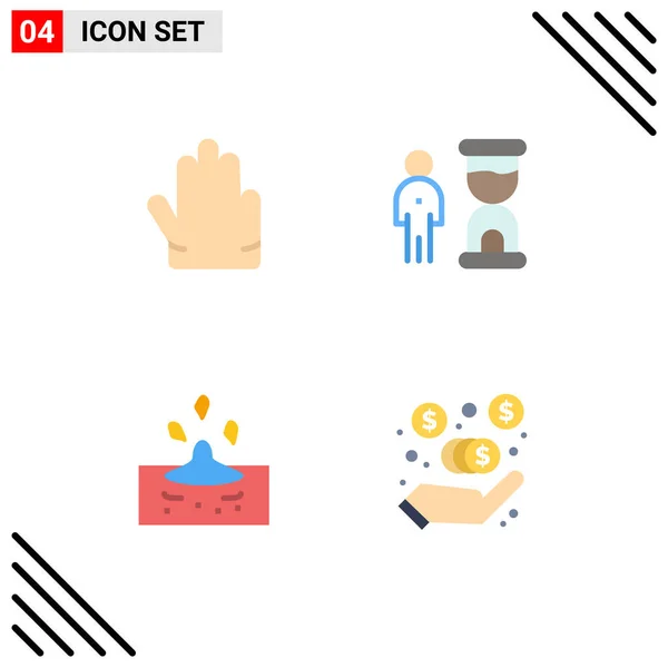 Pictogram Set Simple Flat Icons Fingers Rain Clock Optimization Water — Stock Vector