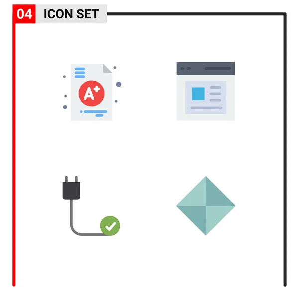 Set Vector Flat Icons Grid Connected School Interface Devices Editable — Archivo Imágenes Vectoriales